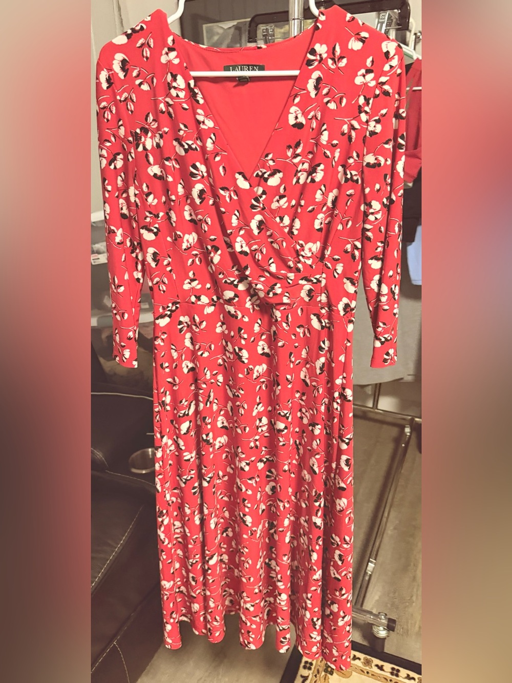 Ralph Lauren Red Floral Wrap Dress